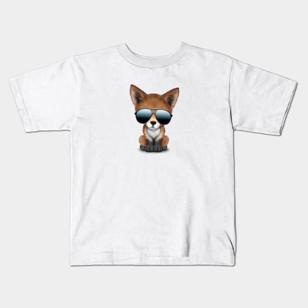 Cute Baby Red Fox Wearing Sunglasses Kids T-Shirt by jeffbartels